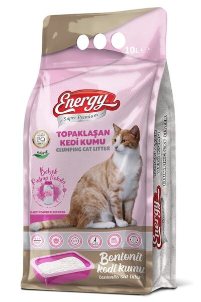Energy Bentonit Kedi Kumu Bebek Pudrası Kokulu 10 Lt