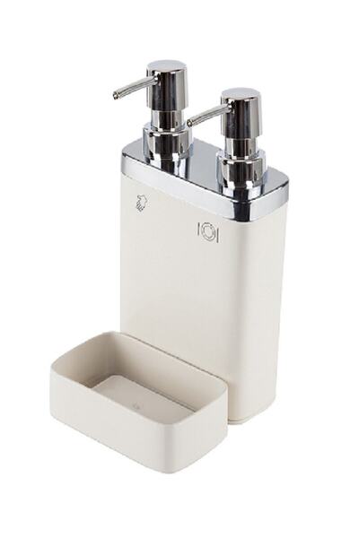 Prima Nova Set dozator de săpun lichid Viva 2 bucăți bej cu burete - Home M-e10-09
