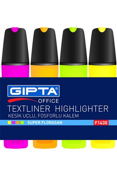 Gıpta Highlighter Marker 5mm Cut Tip Highlighter Pen 4 Colors Set F1430