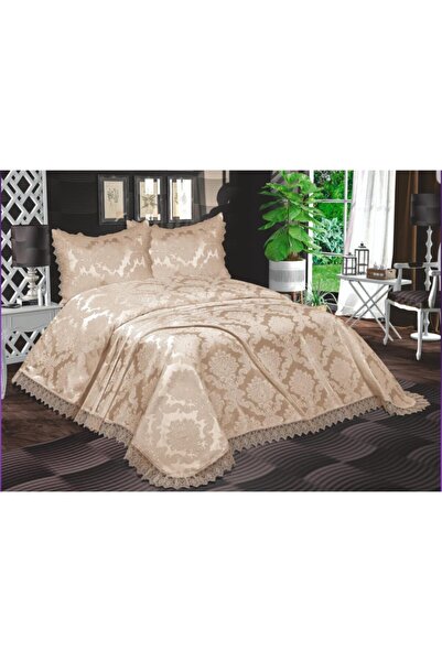 bursa çeyiz Açelya Fransız Güpürlü Aden Yatak Örtüsü Tek Kişilik