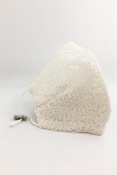 Vera Beyaz Pullu Iç Astarı Pamuklu Yıkanabilir Kumaş Maske