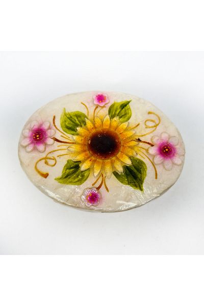 evinizdeki okyanus esintisi turkuaz hediyelik Medium Mother of Pearl Box-oval-moonflower