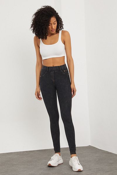 MRS.MODA Pantaloni gri de damă Look Leggings lavabili