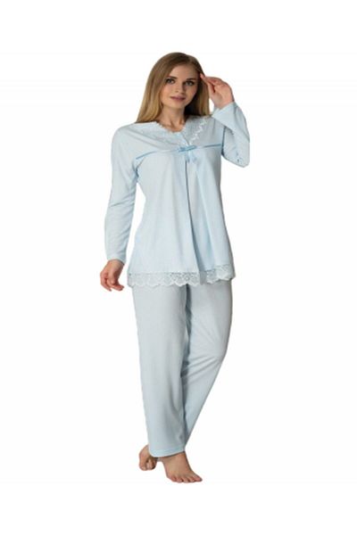 Effortt Set de pijamale de maternitate albastru pentru femei 4034