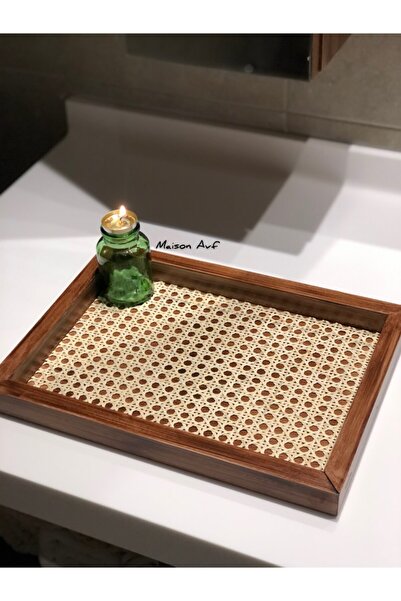 Maison Avf Rattan Hazeran Tepsi Eskitme Model Dikdörtgen (%100 DOĞAL HAZERAN) M017