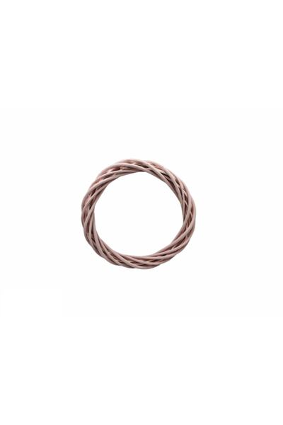 OzanTuhafiye Στολίδι Πόρτας από Φυσικό Ξύλο Μπαμπού Κορώνα 25cm Ροζ