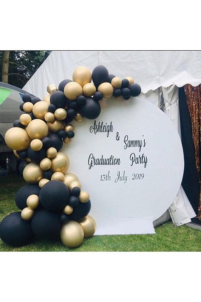 Çemrek Süs Parti Black Gold Balloon Chain 120 Pieces Balloon 5 Mt Chain Apparatus and Balloon Pump