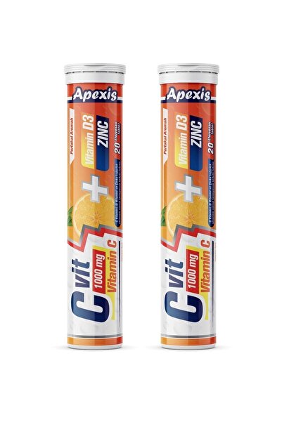 Apexis VitC1000Mg+ D3 +Zinc20 Effervescent Tablets - 2 Boxes
