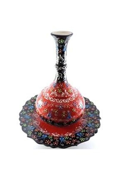 Sultan Çini -el Emeği 30 Cm Kabartma Desenli Tabaklı Gözyaşı Vazo
