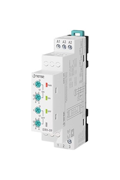 TENSE ERV-09 Multifonksiyonlu Flaşör Rölesi V-OTOMAT DIN 1 sn-100 saat 1 sn-100 saat