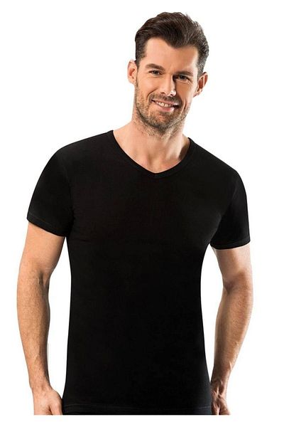 Jiber Men's 4-Piece Black V-Neck Half Sleeve Undershirt Athlete 112