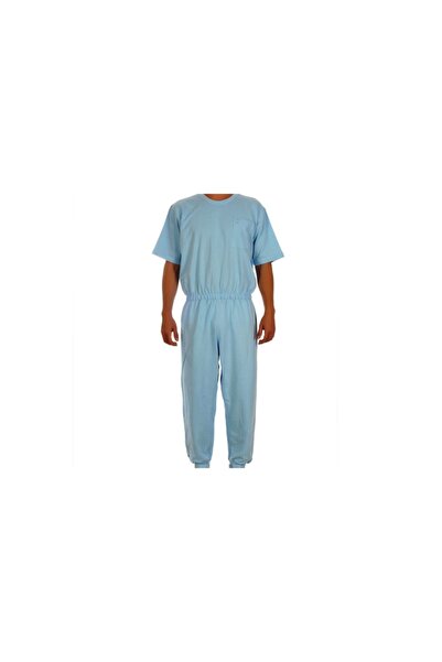CARETEX Eh-003 Erkek Hasta Tulumu Mavi Medıum