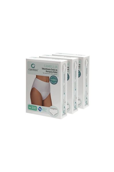 CARETEX Camelia Medium Absorbent, Antiallergic, Washable, Liquid-Proof Women's Absorbent Panties Set of 3 Black 2XL