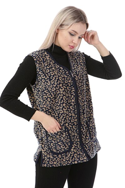 LİKAPA Women's Navy Blue Fleece Vest