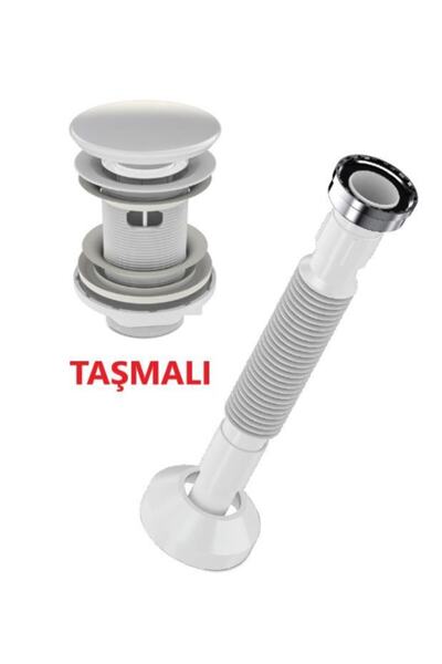 ULUMAK Lavabo Sifonu Clik-clack Pup-up Beyaz Seramik Kafa Taşmalı