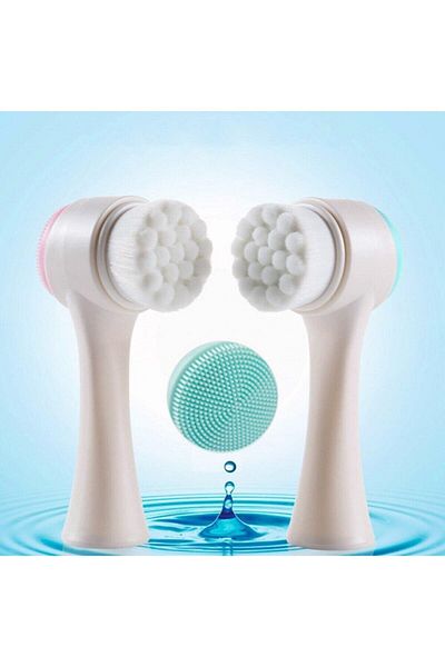 QNİAY Blue 3D Double Sided Facial Cleansing Brush