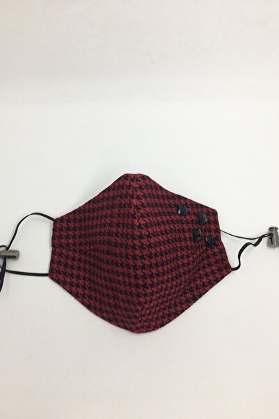 Vera Taşlı Kaz Ayağı Desenli Çift Katlı Pamuklu Kumaş Maske