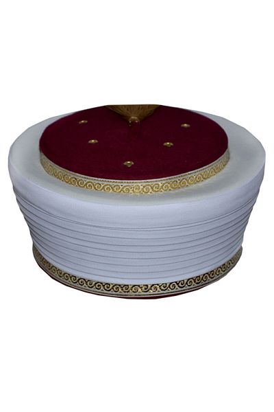 şahinbak Burgundy Fes Yellow Tassel President - Imam Yellow, Skullcap and Cübbe (S013)