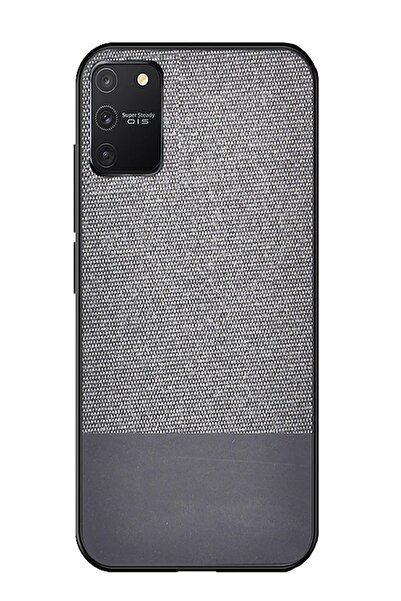 Microcase Samsung S10 Lite Fabrik Serisi Kumaş Ve Deri Desen Kılıf - Gri