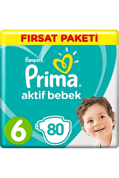 Prima Aktif Bebek 6 Beden 13-18 Kg 2×40=80 Adet Bebek Bezi