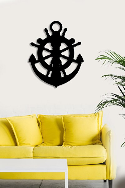 New Jargon Deniz Gemi Dümeni Ve Deniz Çapası Duvar Oda Ev Aksesuarı Ahşap Tab...
