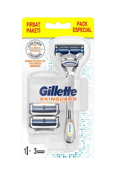 Gillette Skinguard Shaver + 3-Pack Spare Razor Blades