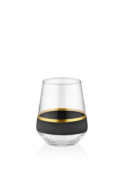 The Mia Glow Water Glass Set of 6 - Black & Gold