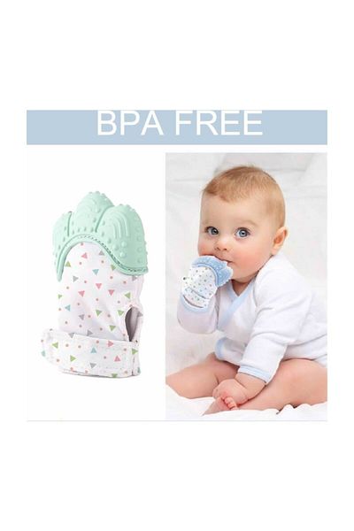 Weigo Mint Blue Teether Patterned Rustling Gloves 0-12 Months