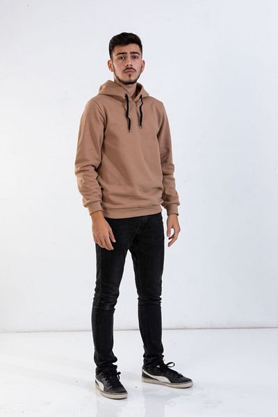 Raf Coll Φούτερ Unisex Camel Hooded με δύο νήματα με ράστερ