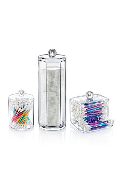 Organizerci طقم منظم فاخر من BlackStone - 3 قطع للمكياج والقطن Kr05