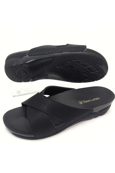 Ceyo Nomi Venice-9 Black Women's Slippers with Anatomical Cross Band