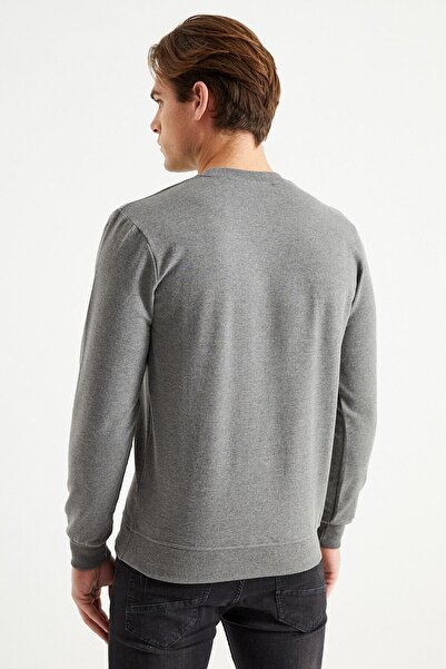 DYNAMO Men's Anthracite Crew Neck Raised Winter Sweatshirt