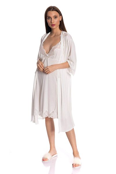 Espuar Ecru Double Combed Nightgown Dressing Gown Set