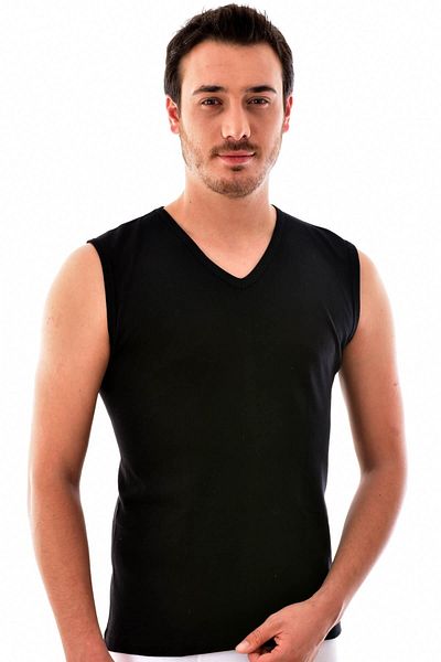 Tutku Ανδρικό εσώρουχο Elasthan μαύρο με λαιμόκοψη 6 τεμαχίων Νέας σεζόν