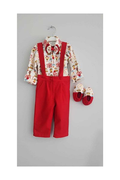 YASOM TASARIM Circus Themed Red Salopet