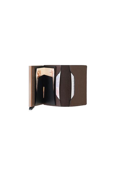 WalSmart Slim Safiano Smart Mechanism Leather Wallet-brown