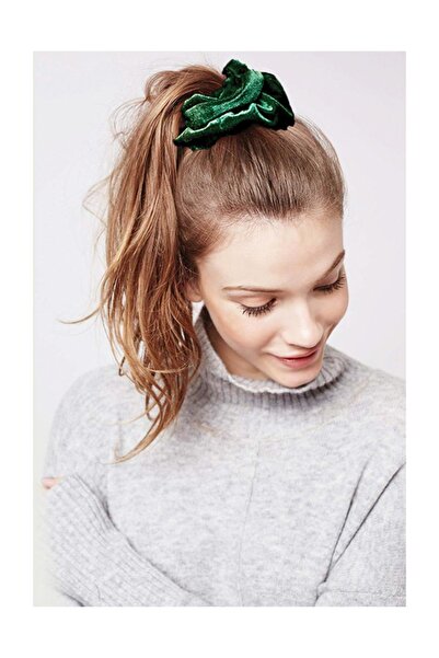 New Obsessions Πράσινο-καφέ βελούδινο λάστιχο μαλλιών 2-συσκευασία