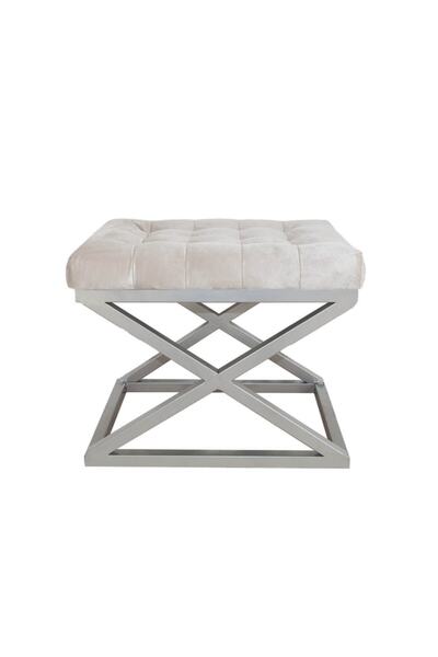 evodeko Gümüş Ayaklı Beyaz Puf