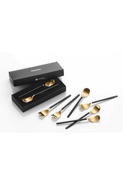 Tiamo Amor 6-Piece Teaspoon - Black Gold Steel