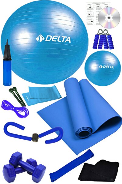 Delta 13 Lü Pilates Topu Seti Plates Minderi 1 Kg Dambıl Aerobik Latex Band Thigh Master Kelebek Set