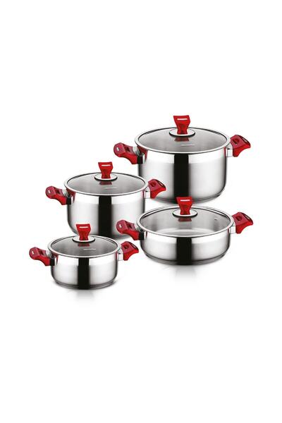 Hascevher طقم أواني أوراق 8 قطع (18/20/24/26 كرن.)