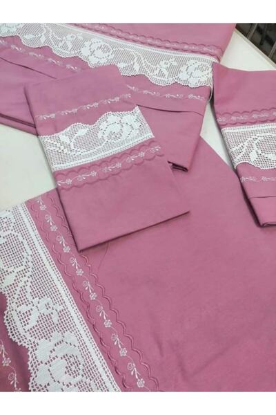 bursa çeyiz طقم غطاء لحاف دانتيل مصنوع يدويًا، ملاءة سرير بيكولو مع دانتيل