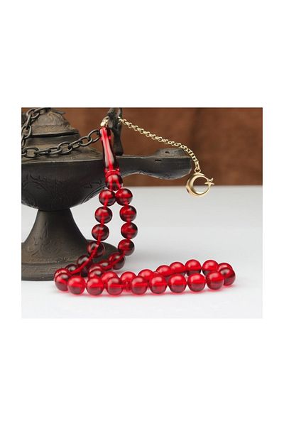 Tesbihsepetim 14 Carat Gold Tasseled - Globe Cut Fire Amber Rosary