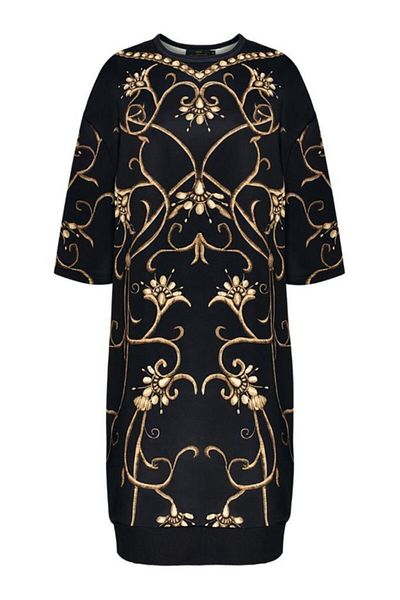 Faberlic Black Half Sleeve Monogram Dress Size 34