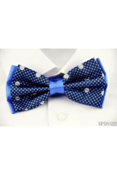 Brianze Blue Dotted Black-Navy Blue Bow Tie Dp-7
