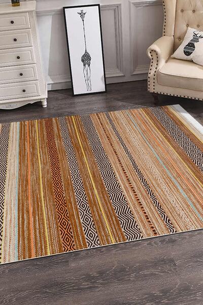 Serteks Modern Kilim Desen Halı Salon Oturma Odası Antre Mutfak Halısı Yolluk