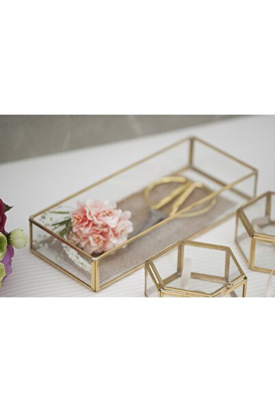Ahşap Fikir صينية عرض خطوبة ذهبية مستطيلة من ميناك