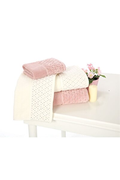 Özdilek Adria Best Set Набір для ванної кімнати - Кремовий та рожевий коричний