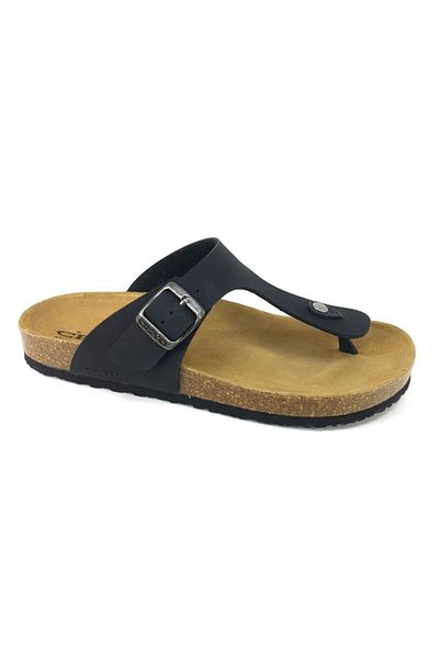 Ceyo 9910-m Black Men's Flip Flops Cork & Leather Sole Anatomical Slippers