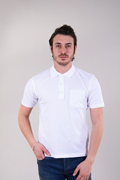 ModaPlaza Men's T-Shirt White Polo Neck